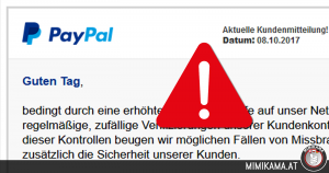 E-Mail mit Hinterhalt: die gefälschte Datenkontrolle von „PayPal”