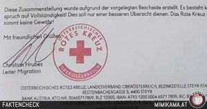 Das Schreiben des Roten-Kreuzes aus dem Jahre 2015