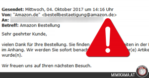 Trojanerwarnung: Amazon Bestellbestätigung