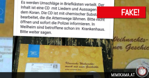 Fake: Umschläge in Briefkästen mit chemischer Substanz