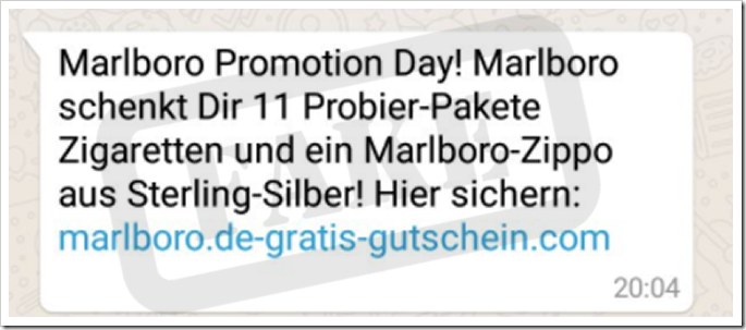 Marlboro Promotion Day! Marlboro schenkt Dir 11 Probier-Pakete Zigaretten und ein Marlboro-Zippo aus Sterling-Silber! Hier sichern: marlboro.de-gratis-gutschein.com
