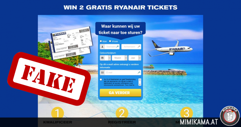 Pas op voor het Ryanair-ticket kansspel op Facebook