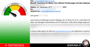 E-Mail mit Betreff „Insolvenz Air Berlin, Ihre offenen Forderungen” bekommen?