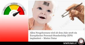 Allen Neugeborenen wird ab dem Jahr 2018 ein Europäischer Personal-Standardchip (EPS) implantiert!