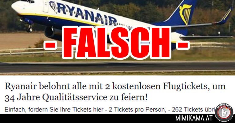 Warnung vor dem Ryanair-Ticket Gewinnspiel auf Facebook