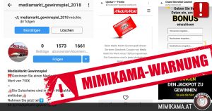 Warnung vor dem Instagram-Konto “mediamarkt_gewinnspiel_2018”