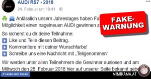 Fact check: The “AUDI RS7 – 2018” competition on Facebook