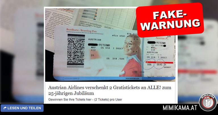 Faktencheck: “Austrian Airlines verschenkt 2 Gratistickets”