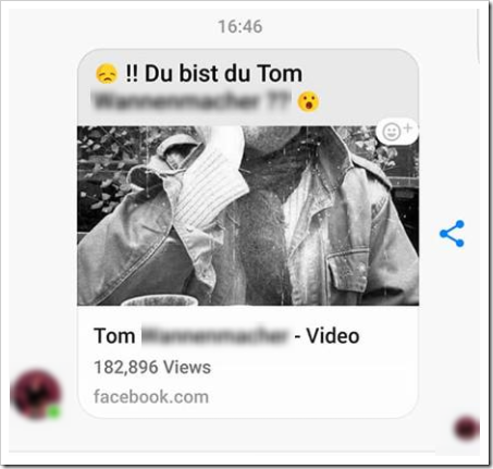 Screenshot einer falschen Videonachricht