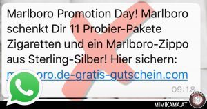 WhatsApp: Der angebliche „Marlboro Promotion Day“ ist eine Falle