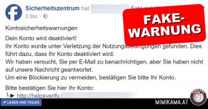 Warnung vor dem falschen Facebook-Sicherheitszentrum