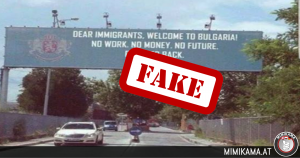 Fotomanipulatie: „Lieve immigranten, welkom in Bulgarije“