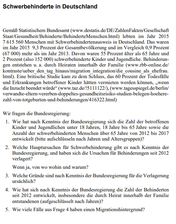Screenshot: small request from the AfD in the Bundestag