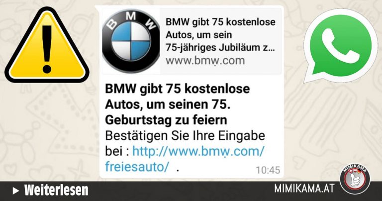 WhatsApp-Warnung: BMW verschenkt hier keine 75 Autos!