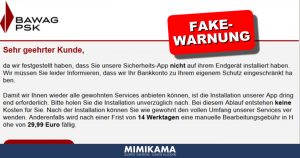 Österreich: Bawag P.S.K.-KundInnen dürfen keine angebliche Sicherheits-App installieren!