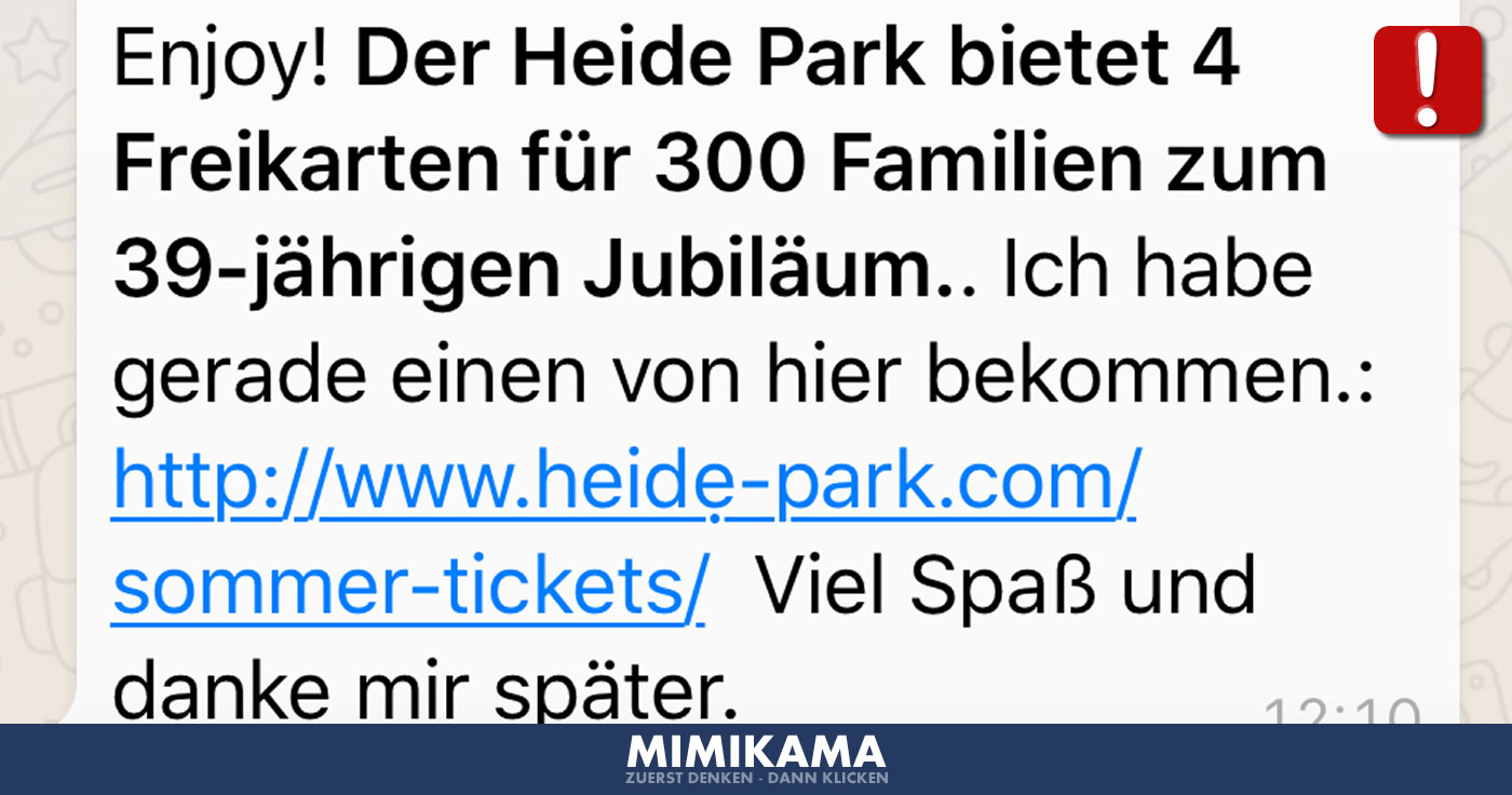WhatsApp: 4 Freikarten für den Heide Park. Das steckt dahinter