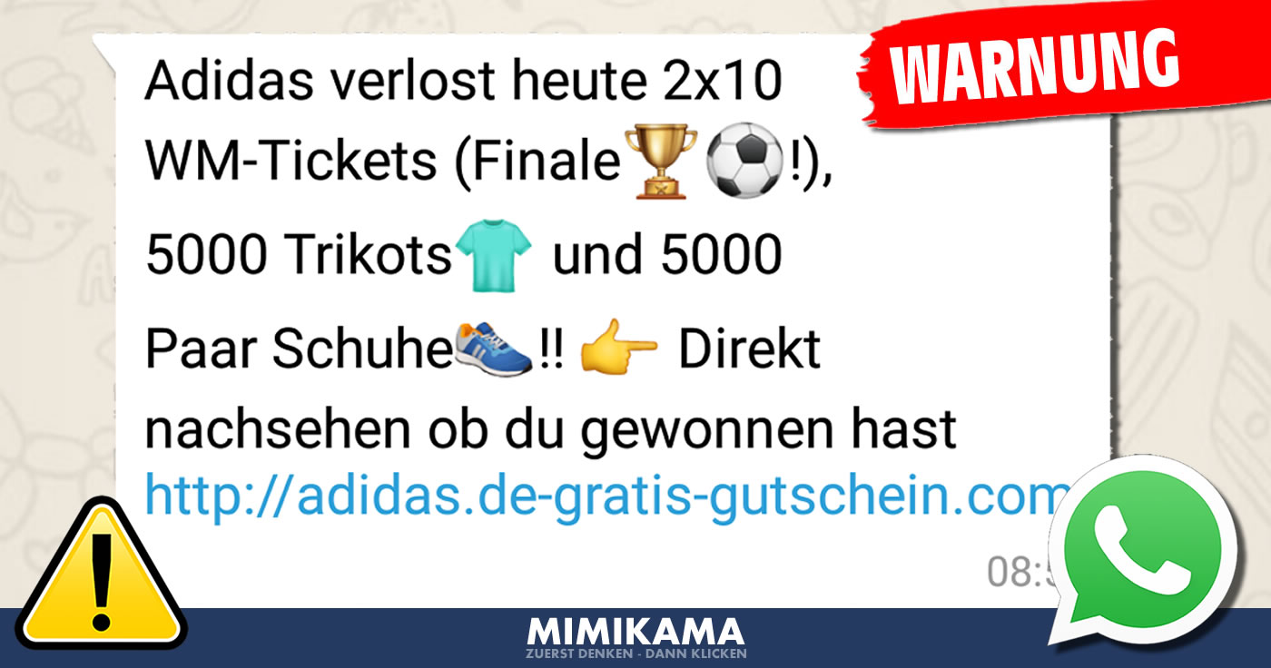 Fiese WhatsApp-Falle zur WM2018 (Adidas verschenkt...)