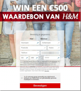Pas op, phishing! Giftcard winactie van H&M.