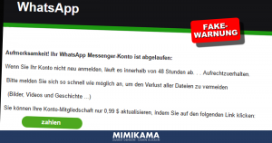 Phishingradar: „Ihr WhatsApp Messenger-Konto ist abgelaufen”