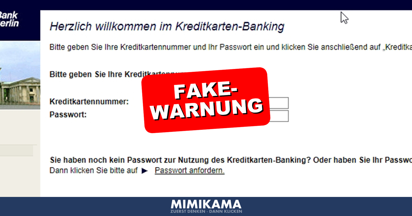 Vorsicht! Kreditkartendaten-Phishing mit gestohlenem Logo der Landesbank Berlin