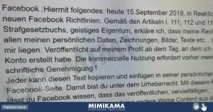Facebook: “According to articles l. 111, 112 and 113 of the Criminal Code…” 