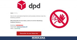 Warnung vor gefälschten E-Mails von „dpd“ (Geplante Lieferung 10.9.2018)