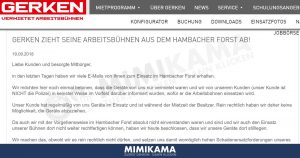 Kein Fake: Gerken zieht seine Geräte aus dem Hambacher Forst ab