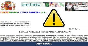 Spam-Mail mit PDF-Datei der „Loteria Primitiva“