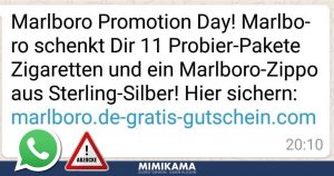 Achtung vor dem : “Marlboro Promotion Day” auf WhatsApp