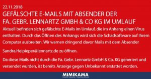Gefälschte Mail von „Lennartz GmbH“