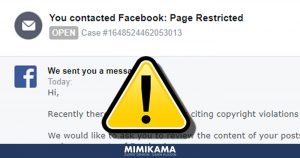 Phishing-Mail von Facebook über Coypright-Verletzungen