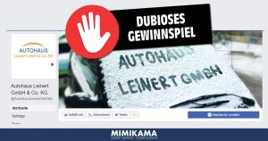 Fake-Gewinnspiel von „Autohaus Leinert GmbH & Co. KG“