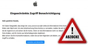 Phishing Mail: „Aktualisieren Sie Ihre Apple ID-Informationen“