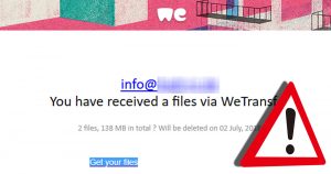 Ungewöhnliche Phishingattacke: Gefälschte E-Mail im Namen von WeTransfer unterwegs!