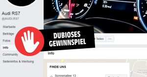 Fake-Gewinnspiel: Audi RS7 von „Autohaus Krüger & Co. Ltd.“