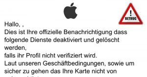 Trojaner-Warnung: Falsche Mail von Apple über deaktivierte Dienste