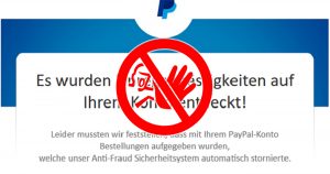 PayPal-Phishing: „Unregelmässigkeiten auf Ihrem Konto entdeckt“