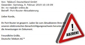 Fieses Telekom-Phishing: „Port-Router-Aktualisierung“
