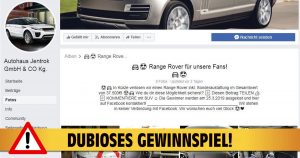Fake-Gewinnspiel: Einen Range Rover auf Facebook gewinnen?
