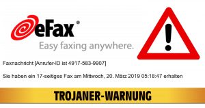Achtung vor gefälschter Mail von eFax mit Ransomware
