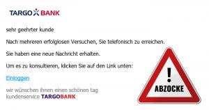 Targobank-Phishing: „Sie haben eine neue Nachricht erhalten“