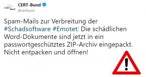 CERT-Bund warnt vor Mails mit Schadsoftware „Emotet“