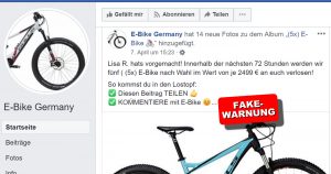 Fake competition: Nobody gets an e-bike here!