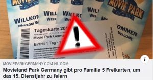 Attention data collectors: No free tickets for Movie Park Germany!