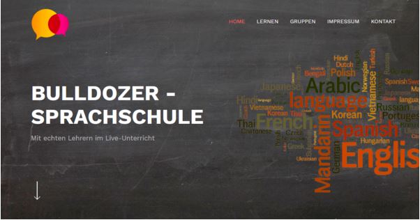 bulldozer-sprachschule. at: Die Startseite der von kriminellen übernommenen Website /Quelle: Watchlist Internet