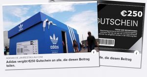 Adidas fake: “Adidas is giving away €250 vouchers to everyone…”