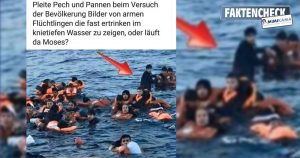 Stehen diese Flüchtlinge etwa im Wasser?