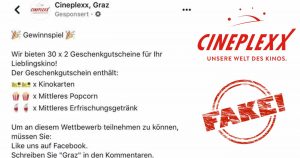 Falsche Cineplexx-Seiten auf Facebook locken in Abo-Fallen!