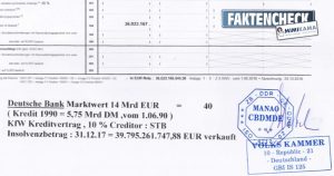 Deutsche Bank ist insolvent? – Ein Fake-Dokument der „DDR Bürger“
