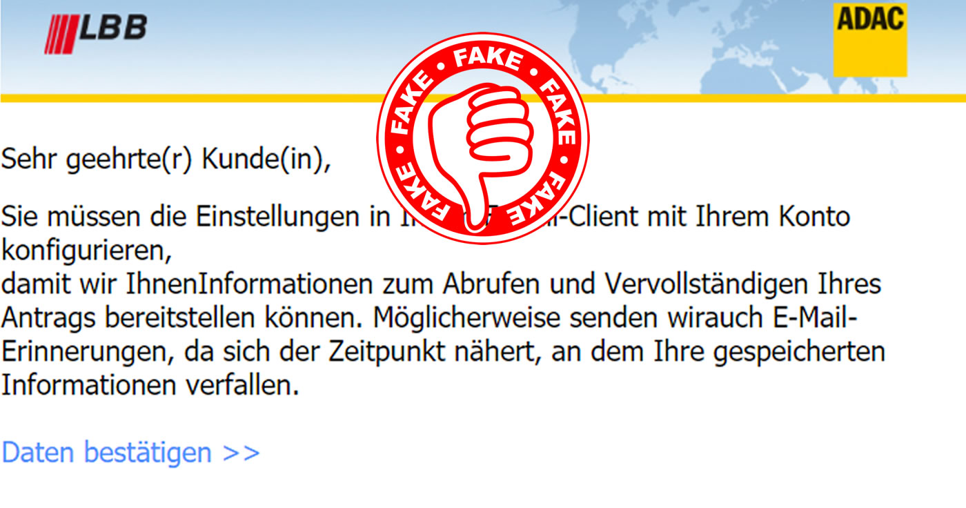 ADAC KartenServiceLandesbank Berlin: Vorsicht Phishing!